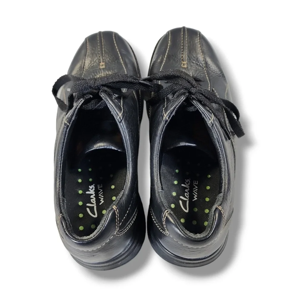 Clarks Wave 82648 Lace Up‎ Black Leather Walking Sneaker Men's 7.5